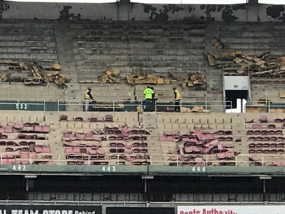 Upper bowl seat removal inside RFK Stadium