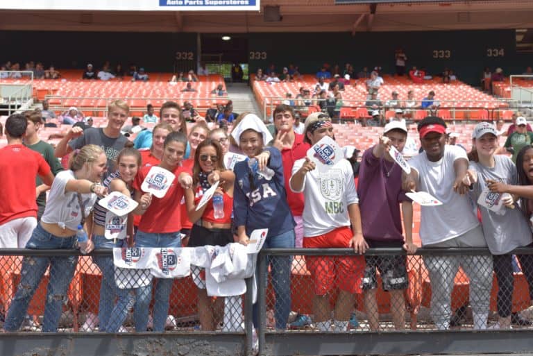 Students attending a game