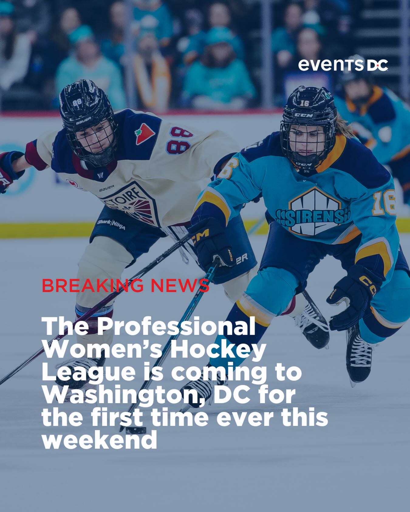 Could get heated 

For the first time ever, the Professional Women’s Hockey League (@thepwhlofficial) is coming to Washington, DC 

In this stop on the @thepwhlofficial Takeover Tour, the @victoire_lphf will face the @pwhl_sirens on Sunday, January 18 at 