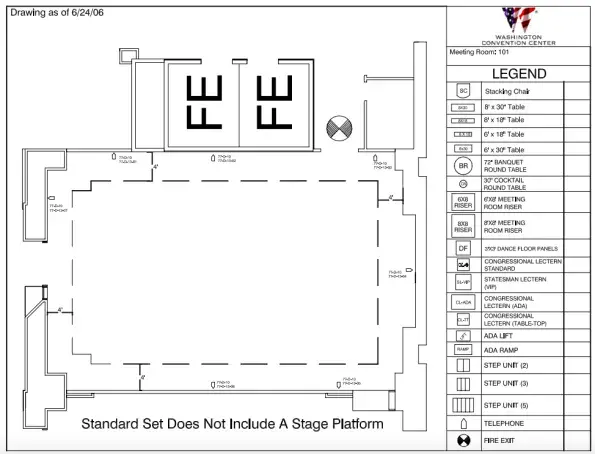 Floor plan of room 101