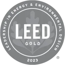 LEED Gold seal for Leadership in Energy and Environmental Design 2023