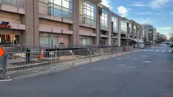 Streetscape construction at the Walter E. Washington Convention Center.
