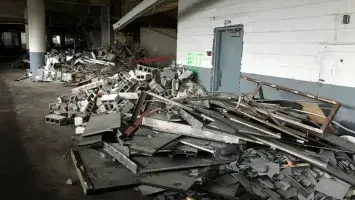 Non-structural demolition work inside RFK Stadium.