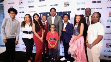 They Fight director, cast, and DC Film Commissioner pose together on the red carpet at the community screening.