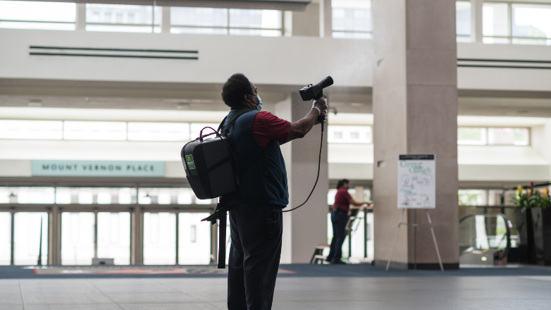 Cleaning at the Walter E. Washington Convention Center