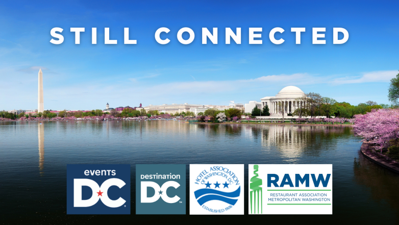 Washington, DC with logos for DDC, Events DC, Hotel Association of Washington, DC, and RAMW 